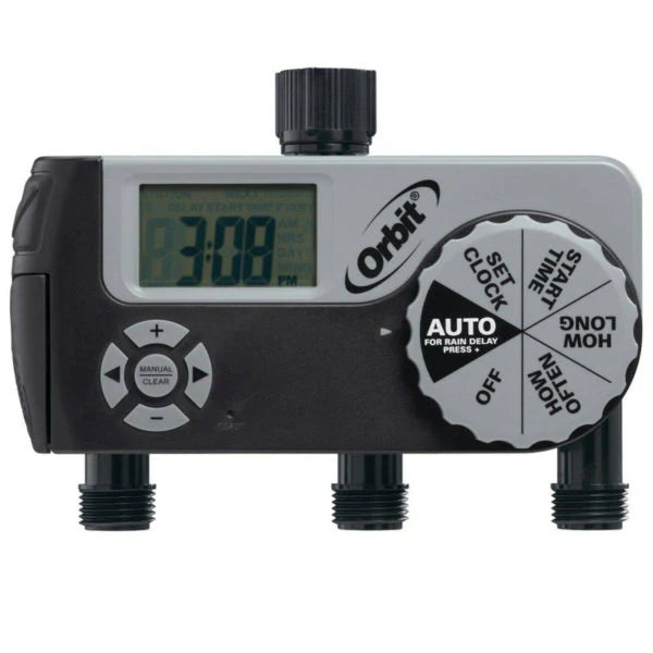 3 Outlet Hose Faucet Timer (2 Digital/1 Manual)
